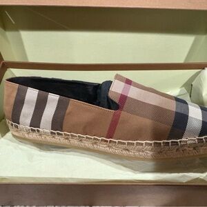 Burberry Tan Check Slip-On Espadrille